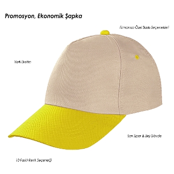 Promosyon Şapka - Bej - Sarı